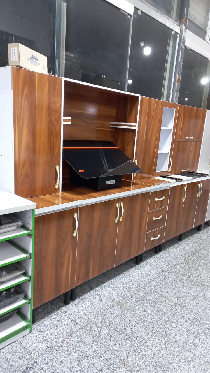 کابینت ام دی اف ۳ متر زمینی+۳متر دیواری گردویی