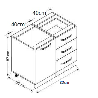 کابینت ۳ کشو وتک درب
