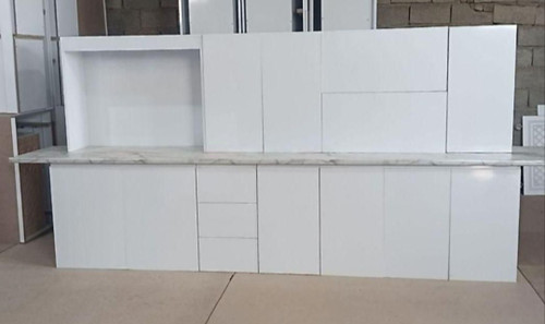 کابینت ام دی اف ۳ متر زمینی+۳متر دیواری سفید